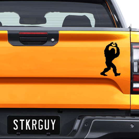 Bigfoot Making Heart Sign Vinyl Decal Sticker