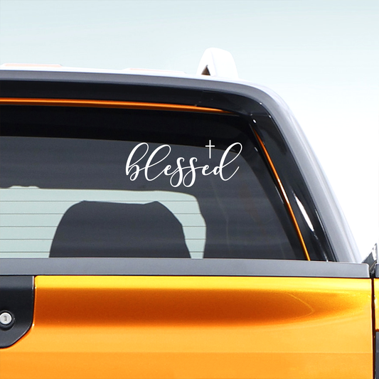Blessed Cross Calligraphy Vinyl Sticker 2