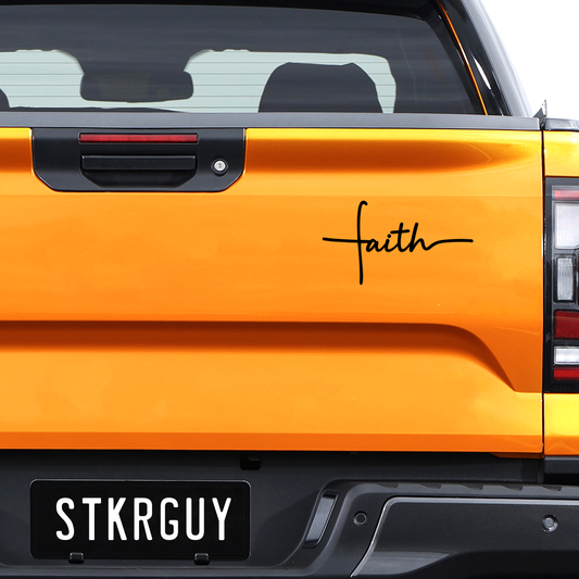 Faith Cross Calligraphy Monoline Vinyl Sticker 4