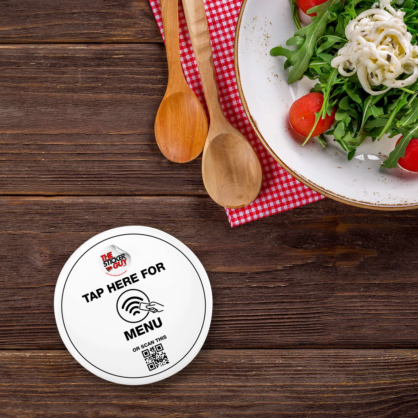 Qr Buddy NFC Tap Menu Card Round on table