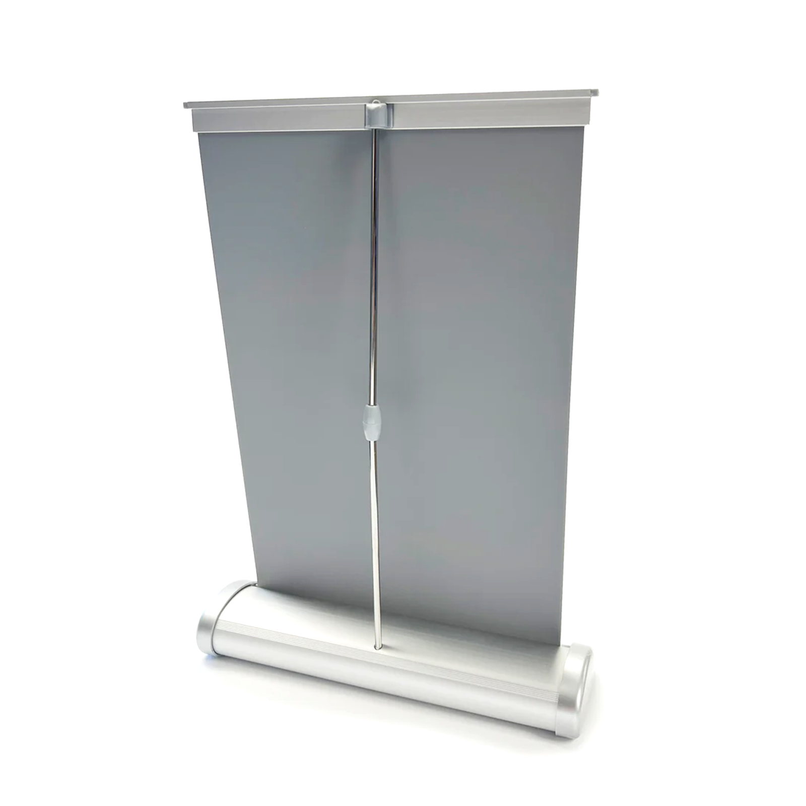 Silver pop-up display stand on a white background the sticker guy