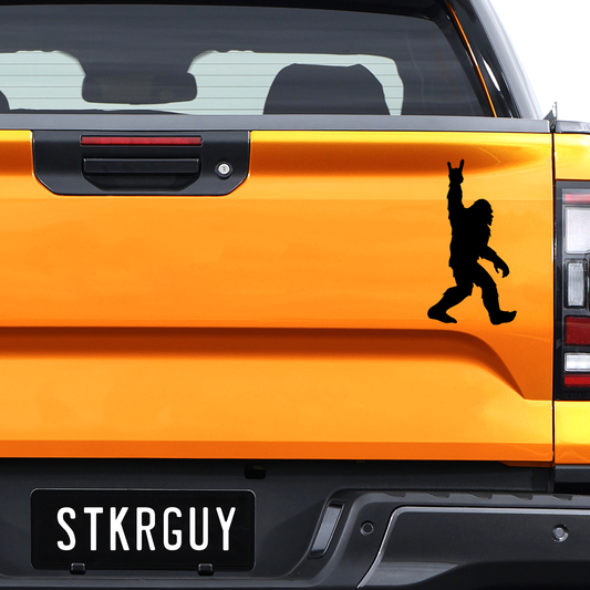 Bigfoot Making Rock On Sign Vinyl Decal Sticker