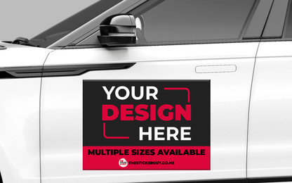 Car with a customizable vehicle wrap design on a white background the sticker guy